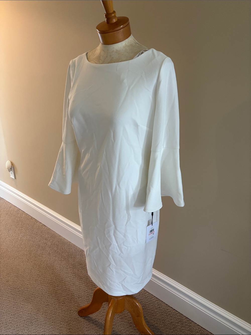 Calvin Klein White Bell Sleeve Sheath Dress